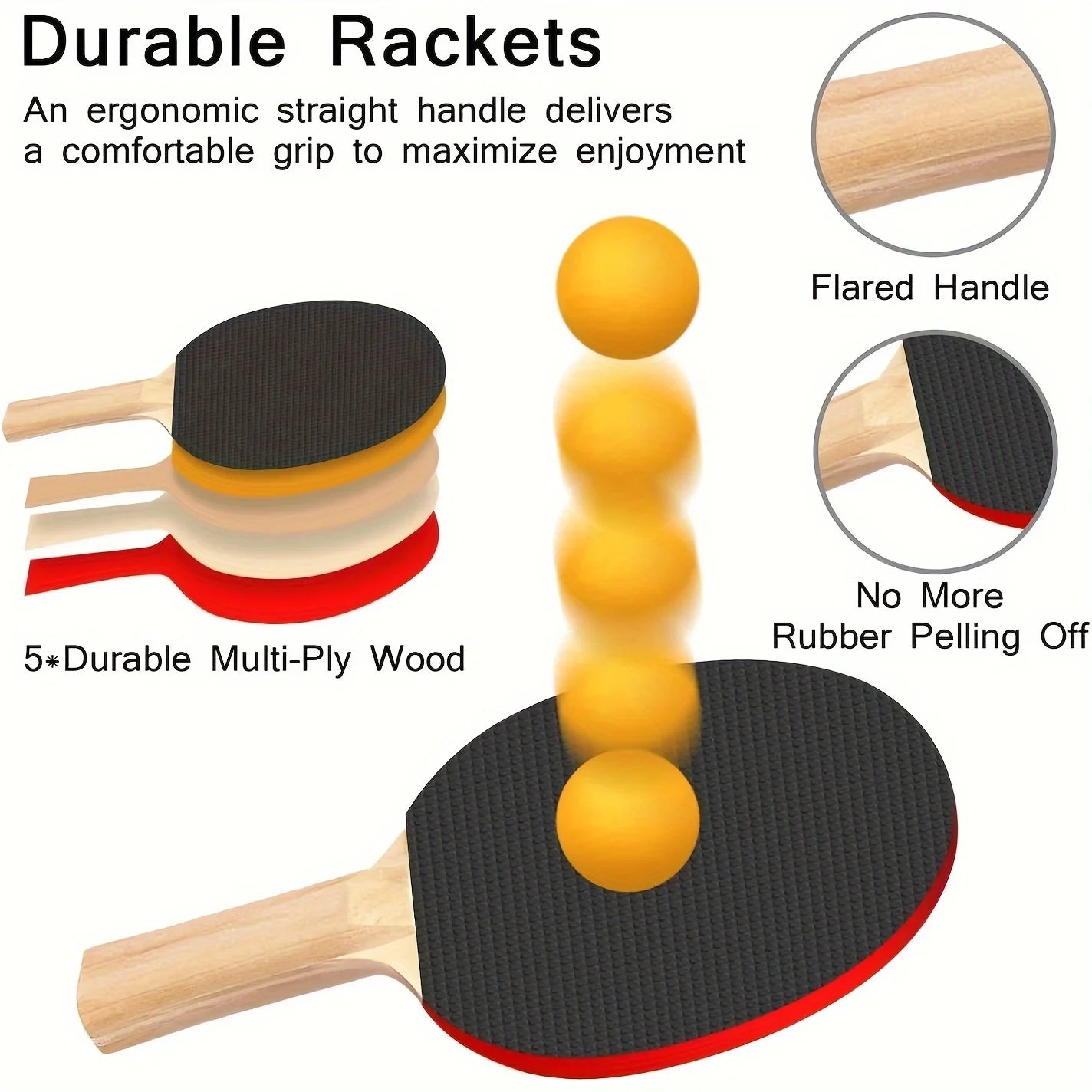 BiTS TO BIG Ping Pong Paddle Set — Portable Table Tennis Kit with Retractable Net