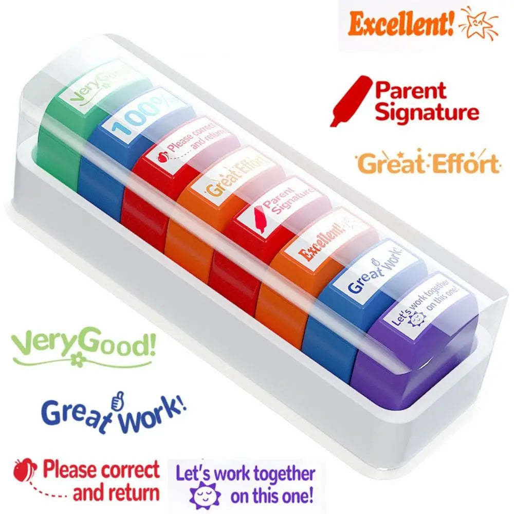 Teacher Auto-Refilling Stamp Set — Classroom Grading & Signature Kit