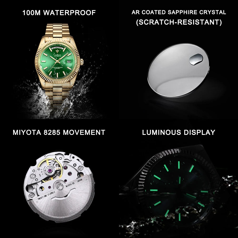 Cadisen DD40 Luxury Automatic Watch — Mechanical Sapphire Glass Wristwatch
