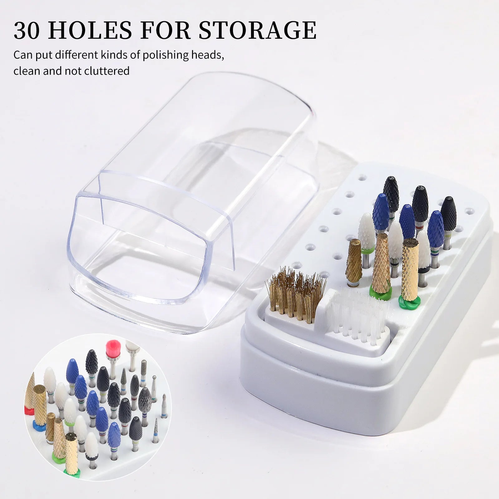 30-Hole Acrylic Nail Polish Organizer — Transparent Dustproof Display Shelf