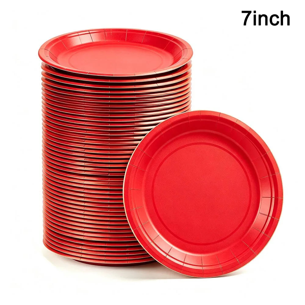 Solid Color Paper Plates — Disposable 7-Inch Party Tableware