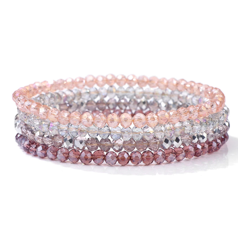 vinswet Crystal Bead Bracelet Set — Elegant Gold Tone Jewelry for Women