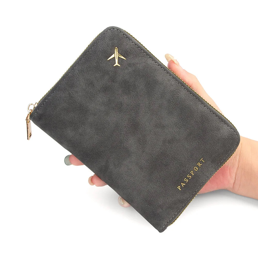 RFID Blocking Passport Wallet — Slim Travel Organizer with Zipper