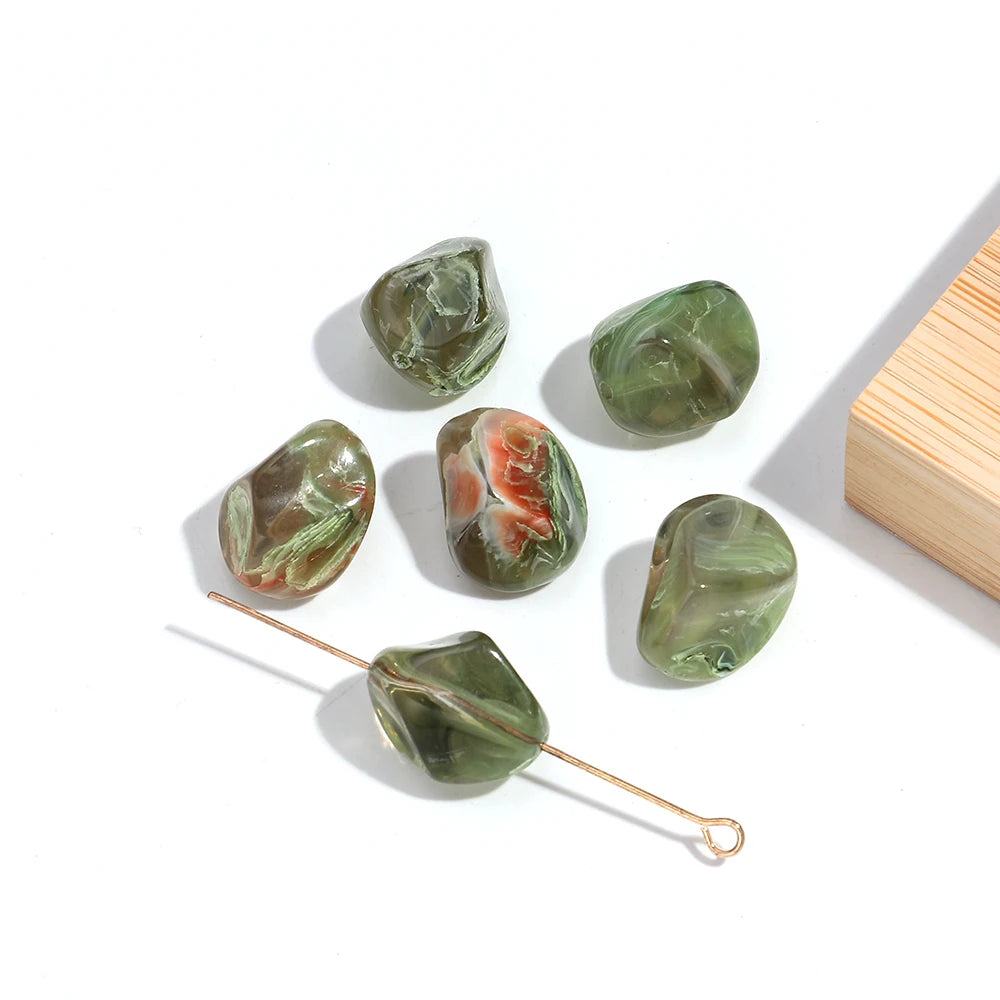 Colorful Acrylic Irregular Geometric Beads — 30pcs Loose Spacer Stones for DIY Jewelry