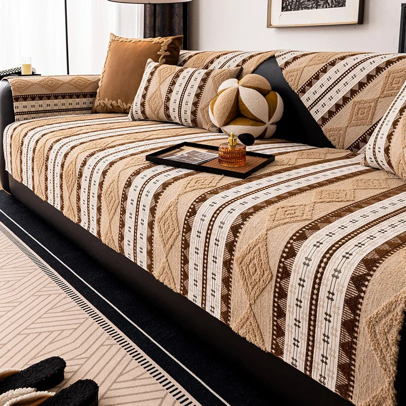 Plush Lamb Wool Sofa Cover — Anti-Slip Cushion Slipcover for Fall and Winter