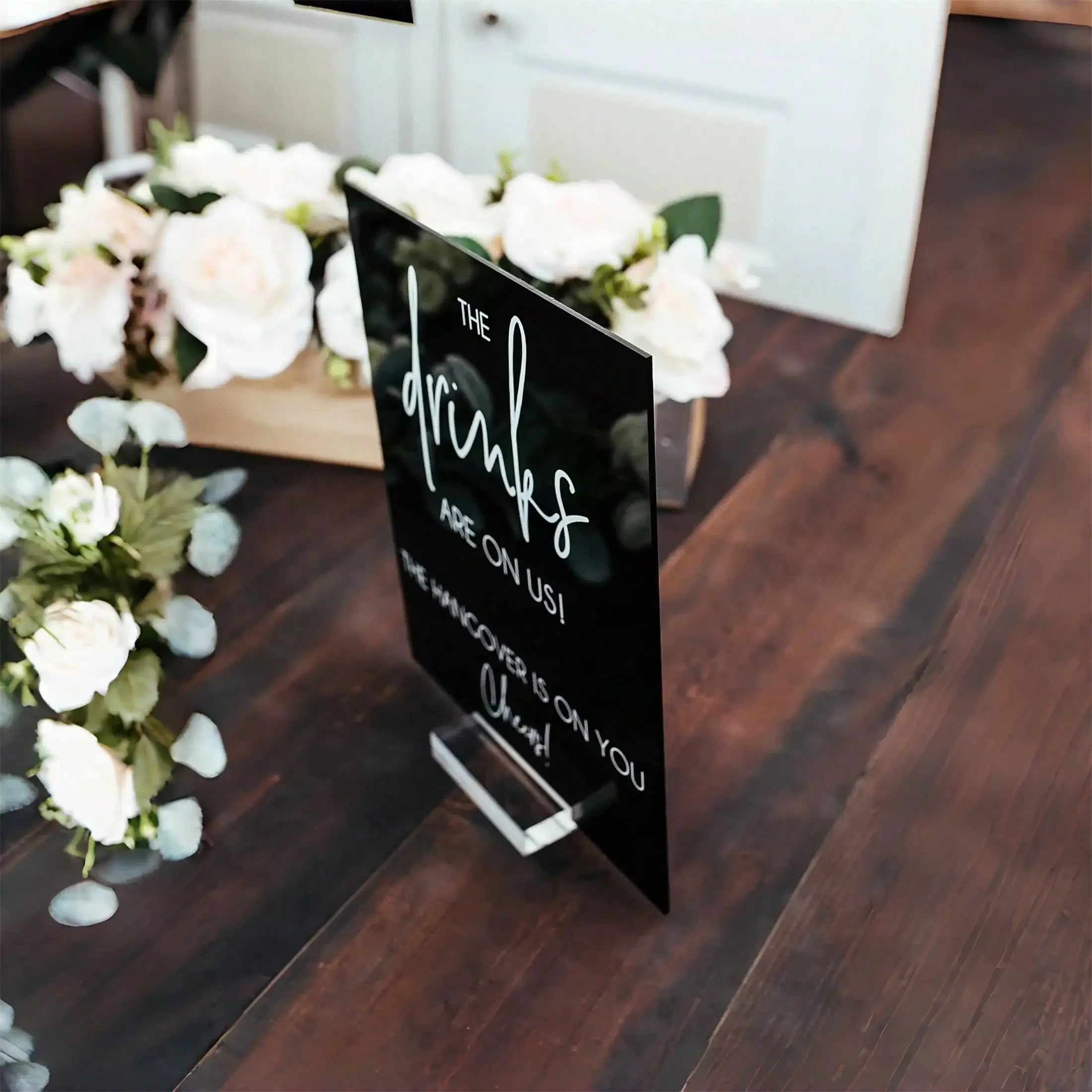 Acrylic Wedding Bar Sign — Elegant Tabletop Decor with Stand