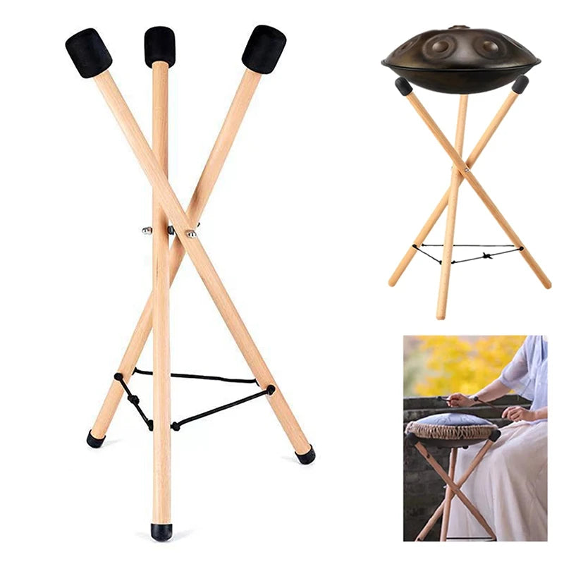 SUSAJ Adjustable Wood Drum Stand — Stable Support for Handpans and Percussion