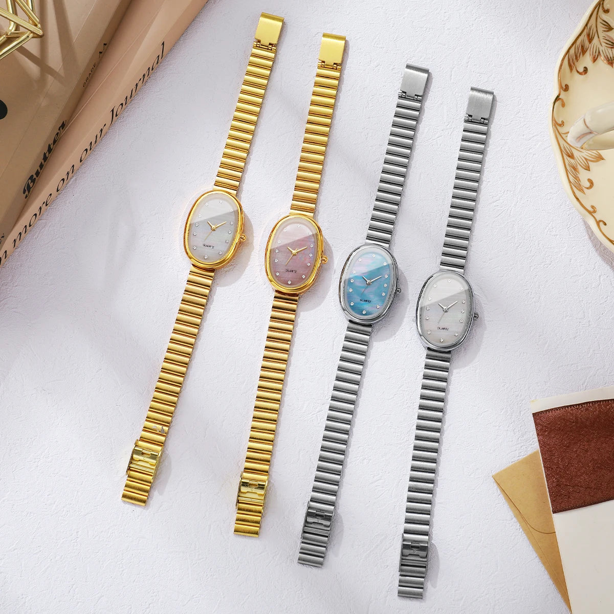Elegant Oval Dial Women's Quartz Watch — Ultra-Thin Fashion Wristwatch