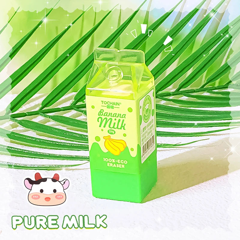 Aesthetic Milk Rubber Erasers — Cute Stationery for School & Teachers