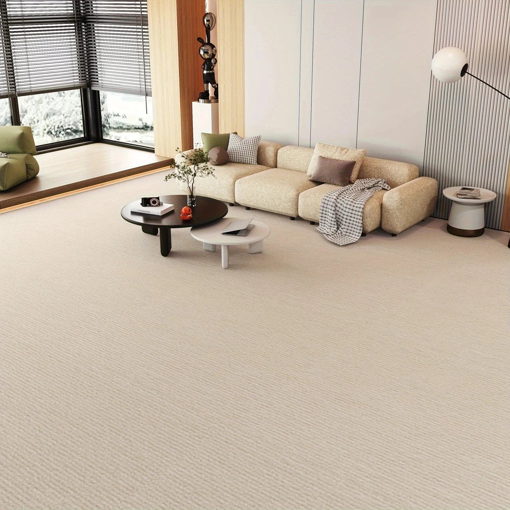 Self-Adhesive Solid Color Area Rug — Water Absorbent Floor Mat for Home