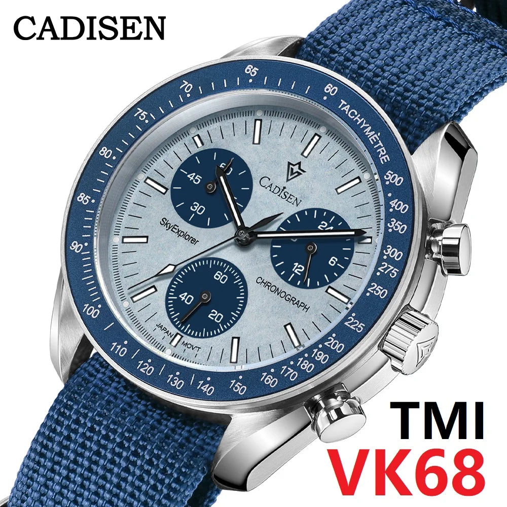 Cadisen Men's Luxury Chronograph Watch — Sapphire Crystal & Canvas Strap