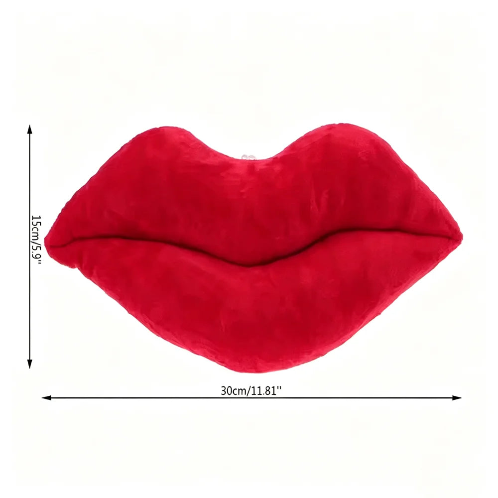 Red Lips Plush Throw Pillow, 30cm Decorative Lip Shaped Cushion
