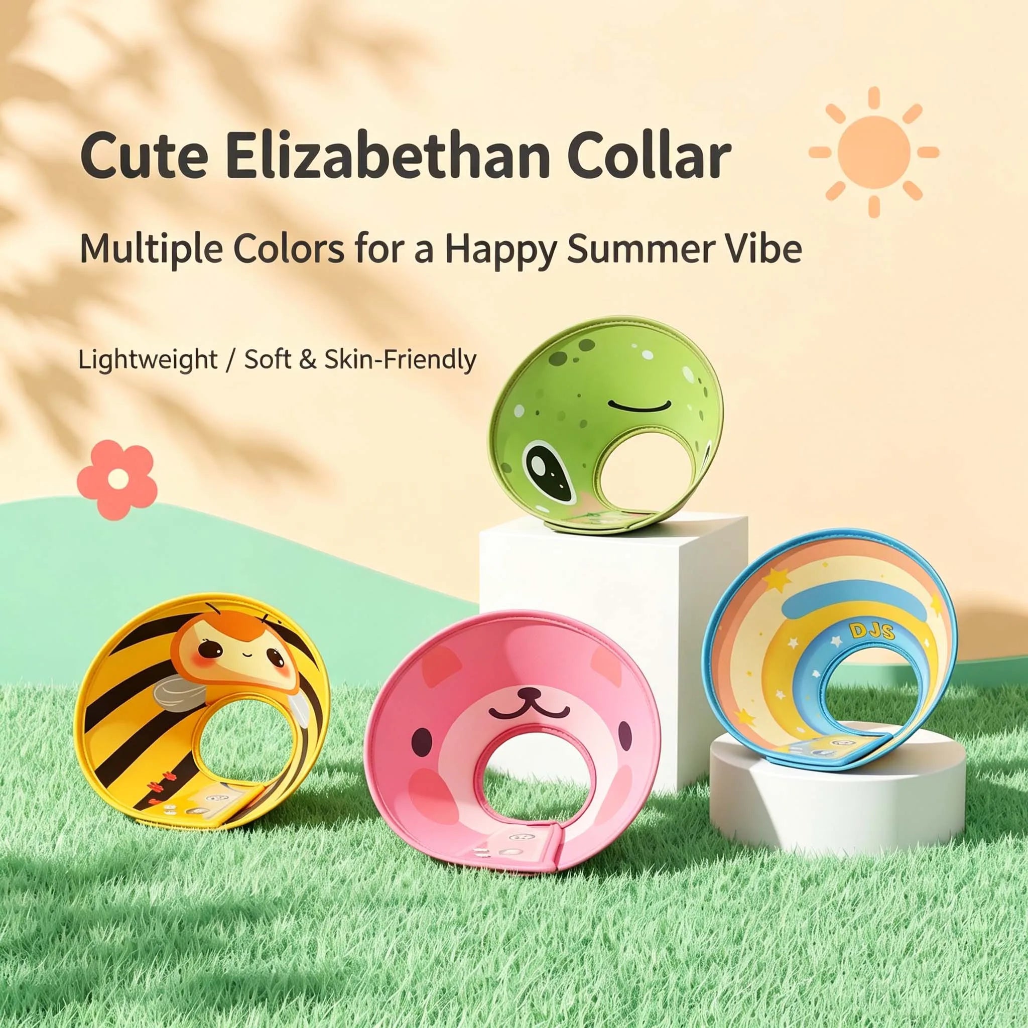 Cartoon Recovery Cone for Pets — Rigid Protective Elizabeth Collar