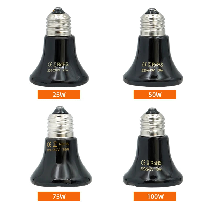 JIECARE Ceramic Infrared Heat Lamp — E27 Pet Brooder & Reptile Emitter