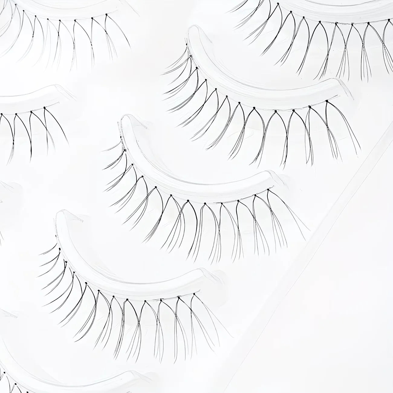 Reusable False Eyelashes — Ultra-Thin Transparent Strip Lashes, 5 Pairs