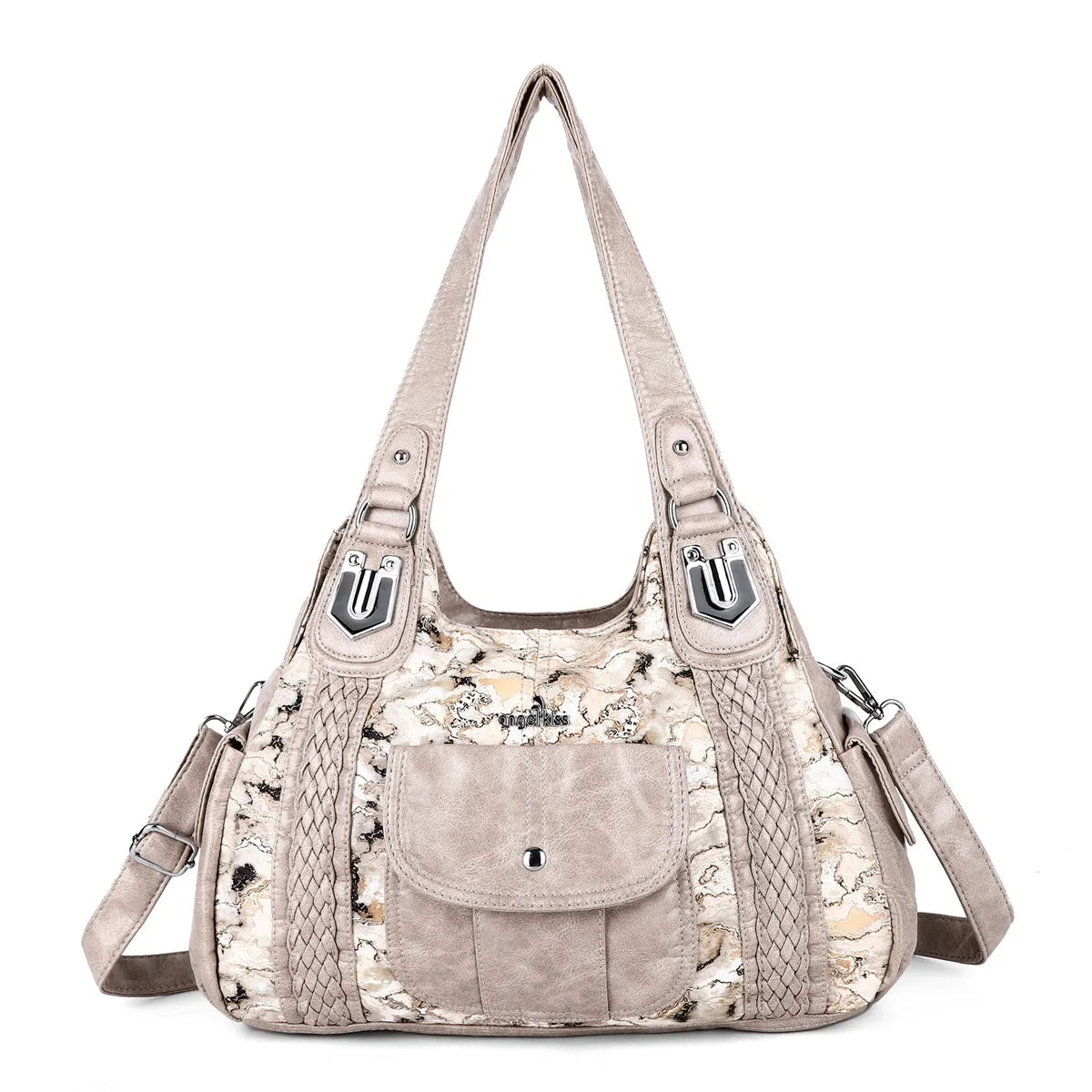 Venn Angel Women's Soft Washed Leather Hobo Bag — Multi-Pocket Shoulder Crossbody