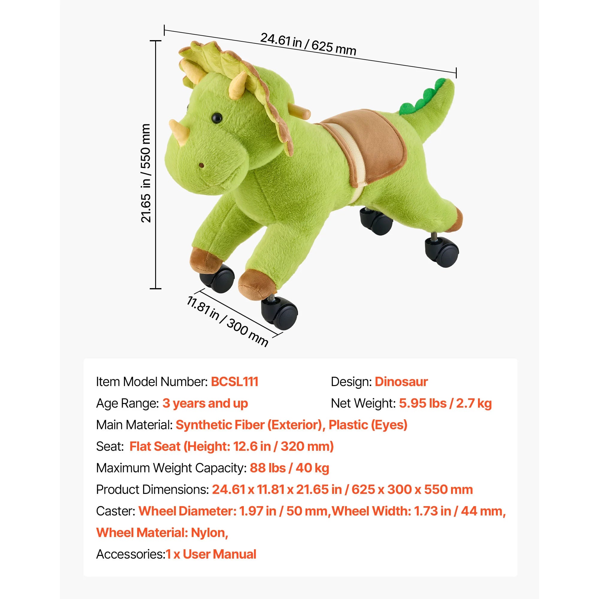SucceBuy Dinosaur Ride-On Toy — Interactive Sound & Smooth Steering