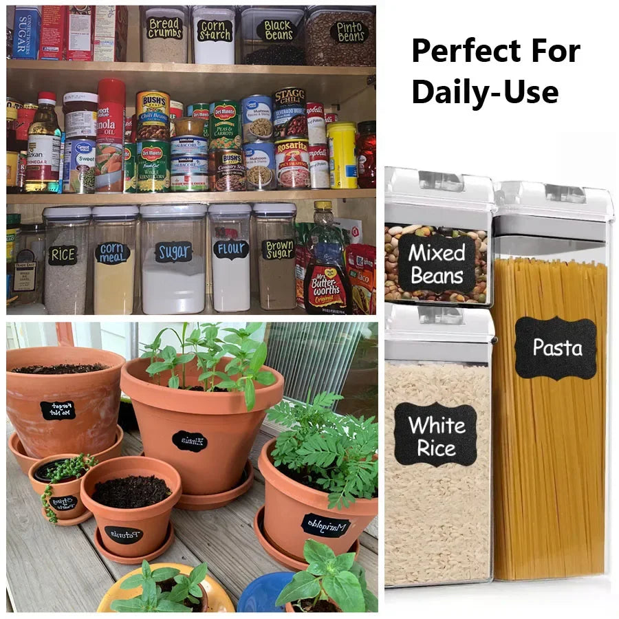 Waterproof Blackboard Stickers — Reusable Pantry & Spice Jar Labels
