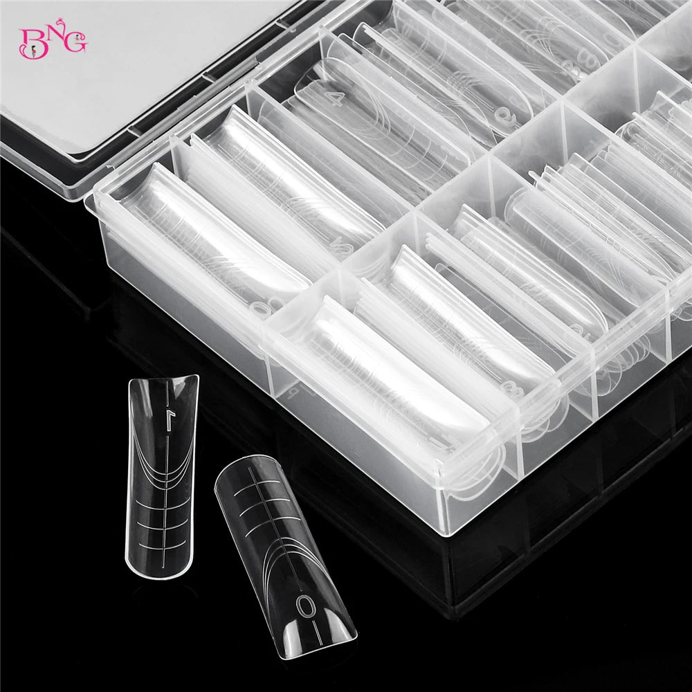 Poly Extension Gel Dual Nail Forms — Square Full Cover Molds, 140 Pieces