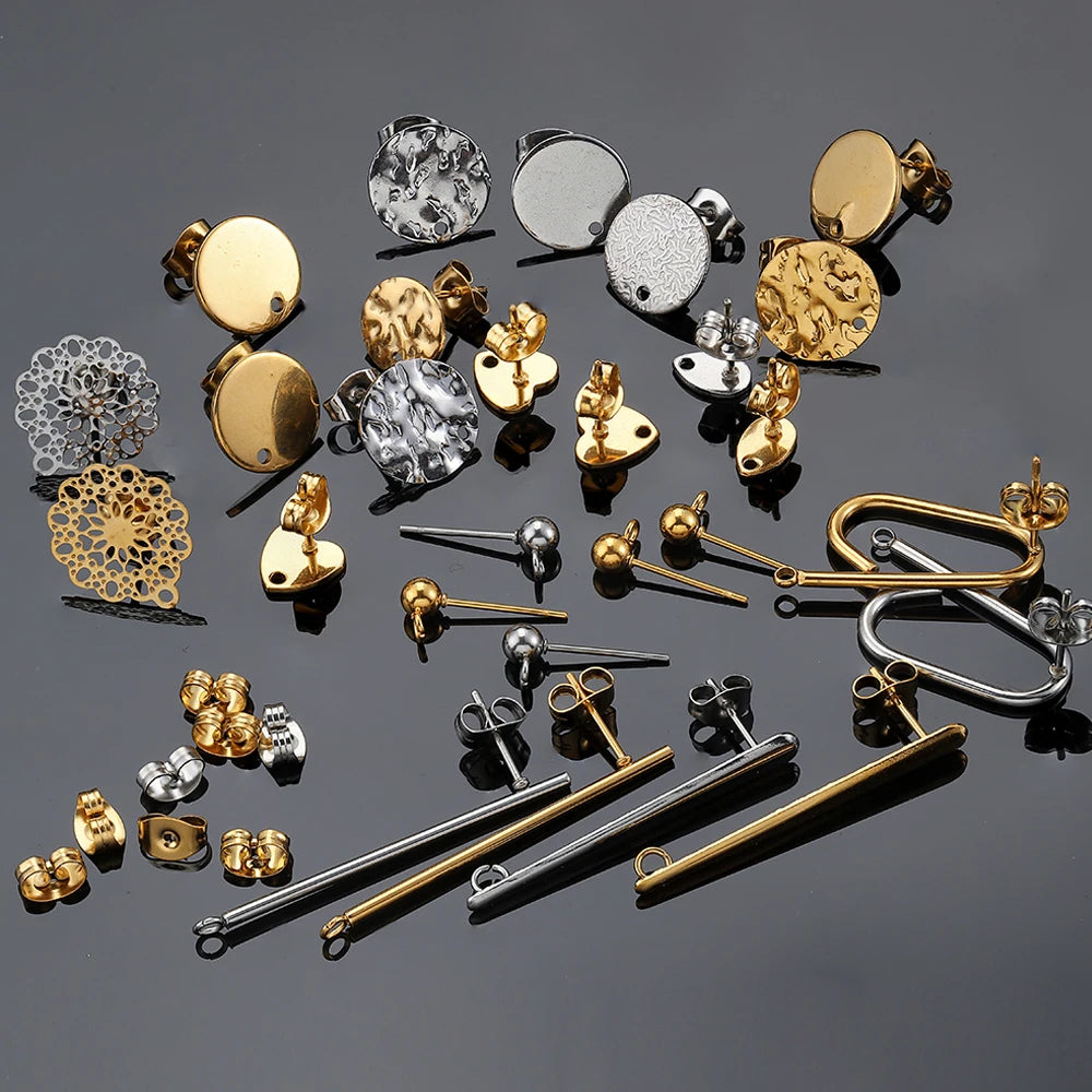 MINGXUAN Stainless Steel Earring Studs — DIY Jewelry Making Base Pins