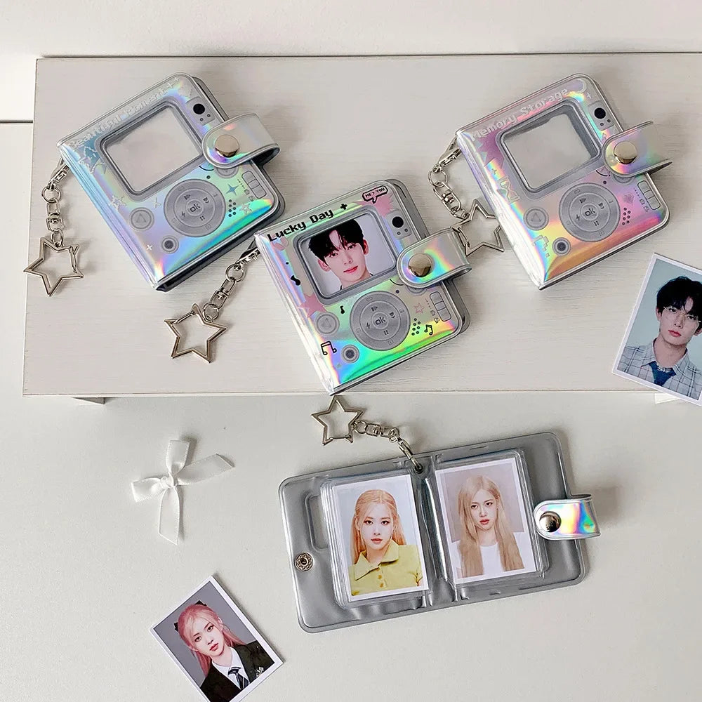 Mini Photocard Album — Cute Star Design Photo Storage Keychain