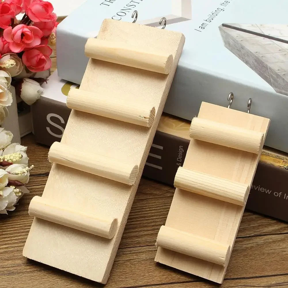 Wooden Hamster Climbing Ladder — Small Animal Cage Accessory & Chew Toy
