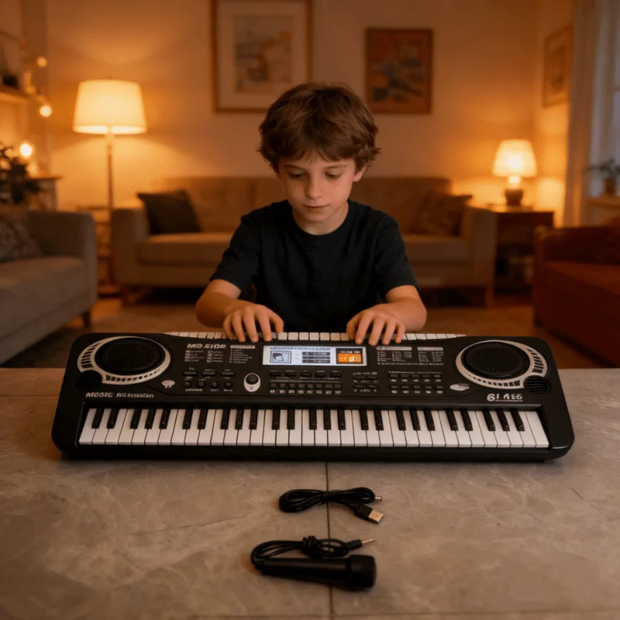 61-Key Kids Electronic Keyboard — Musical Learning Toy with Microphone