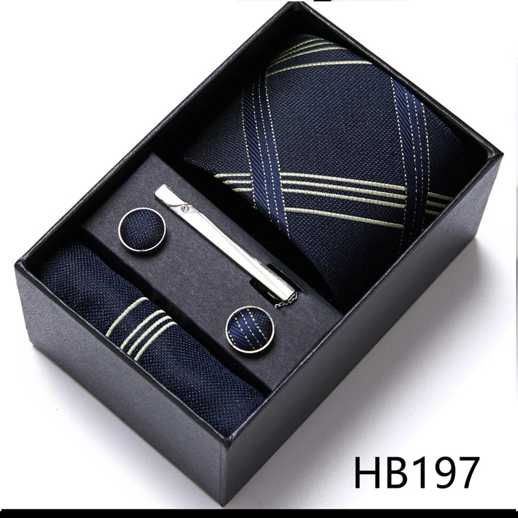 VanGise Men's Necktie Set — Business Tie, Cufflinks, and Pocket Square Kit
