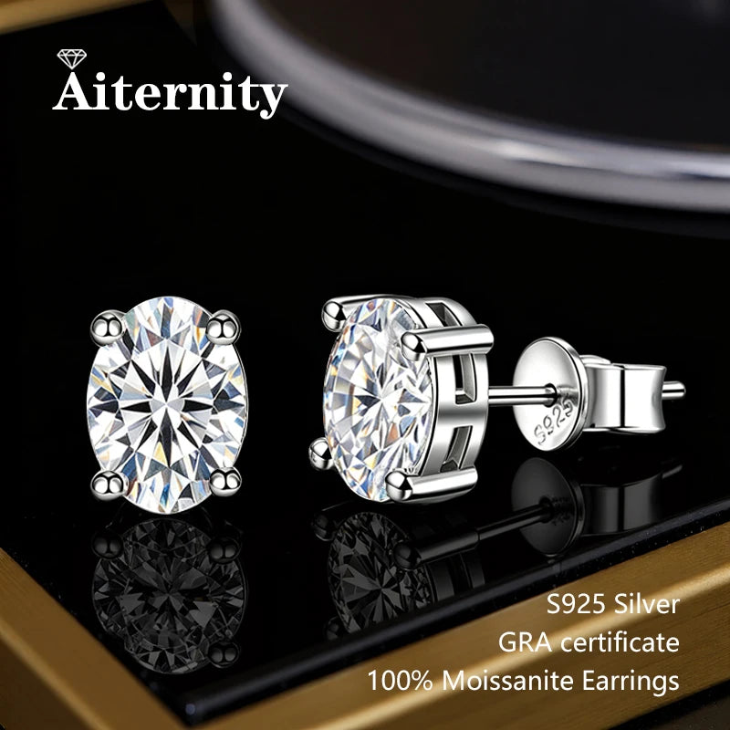 AITERNITY Moissanite Stud Earrings — Elegant S925 Silver Wedding Jewelry