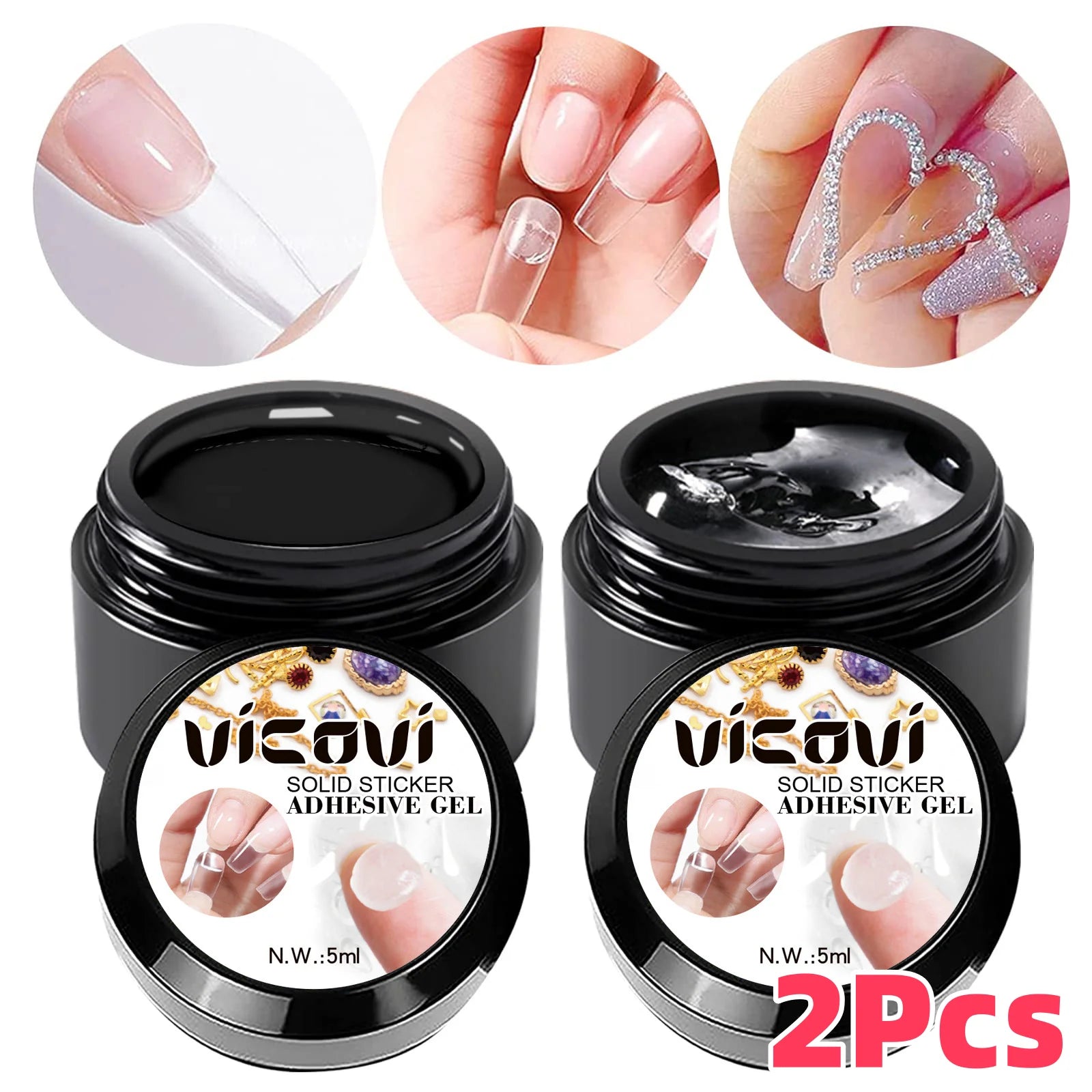 HotPress Solid Nail Gel Glue — Strong Adhesive for Press On Tips & Rhinestones