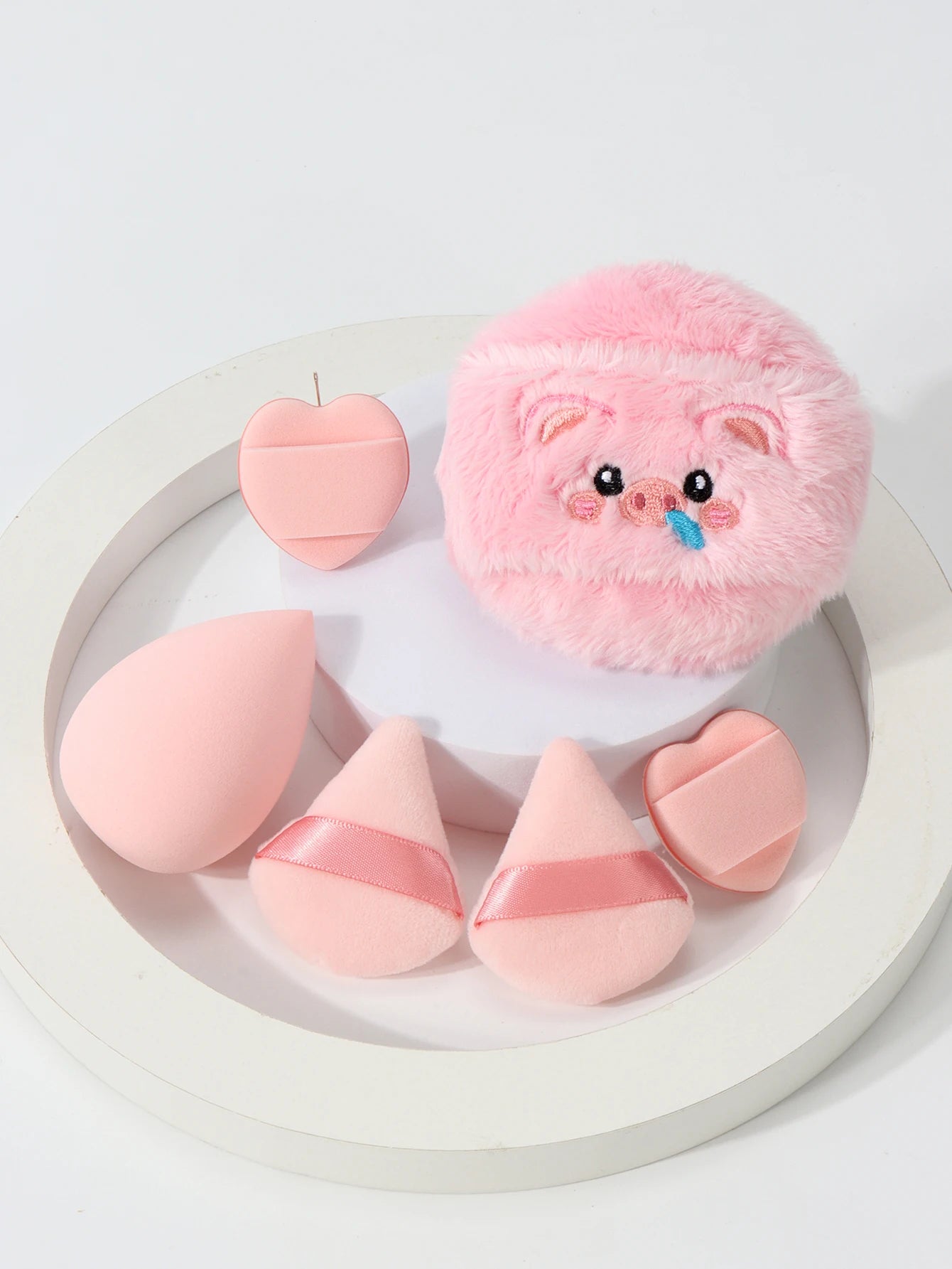 Embroidered Loose Powder Puffs — 6-Piece Set for Wet or Dry Application