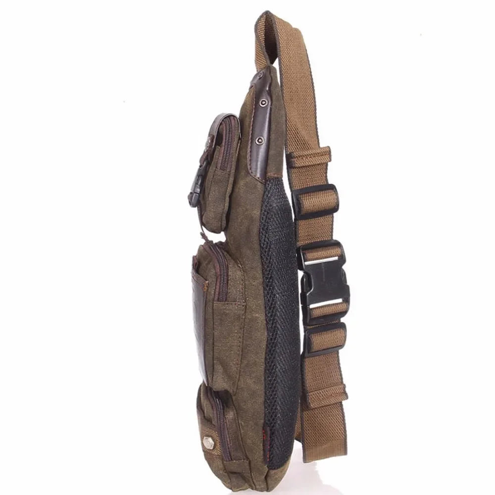 HAOSHUAI Men's Canvas Sling Bag — Vintage Cross Body Messenger Pack