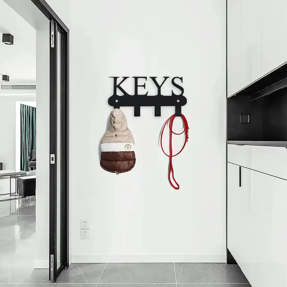 Wall-Mounted Metal Key Holder — Space-Saving Decorative Hook Organizer