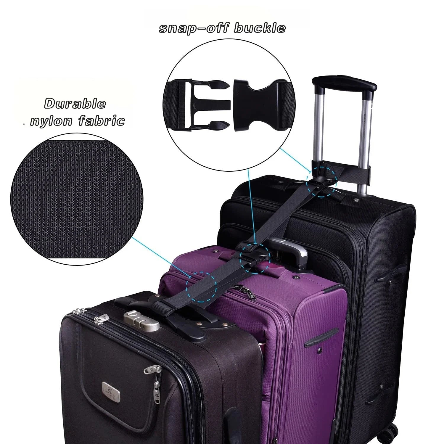 Adjustable Luggage Strap Connector — Durable Nylon T-Shaped Tie Down