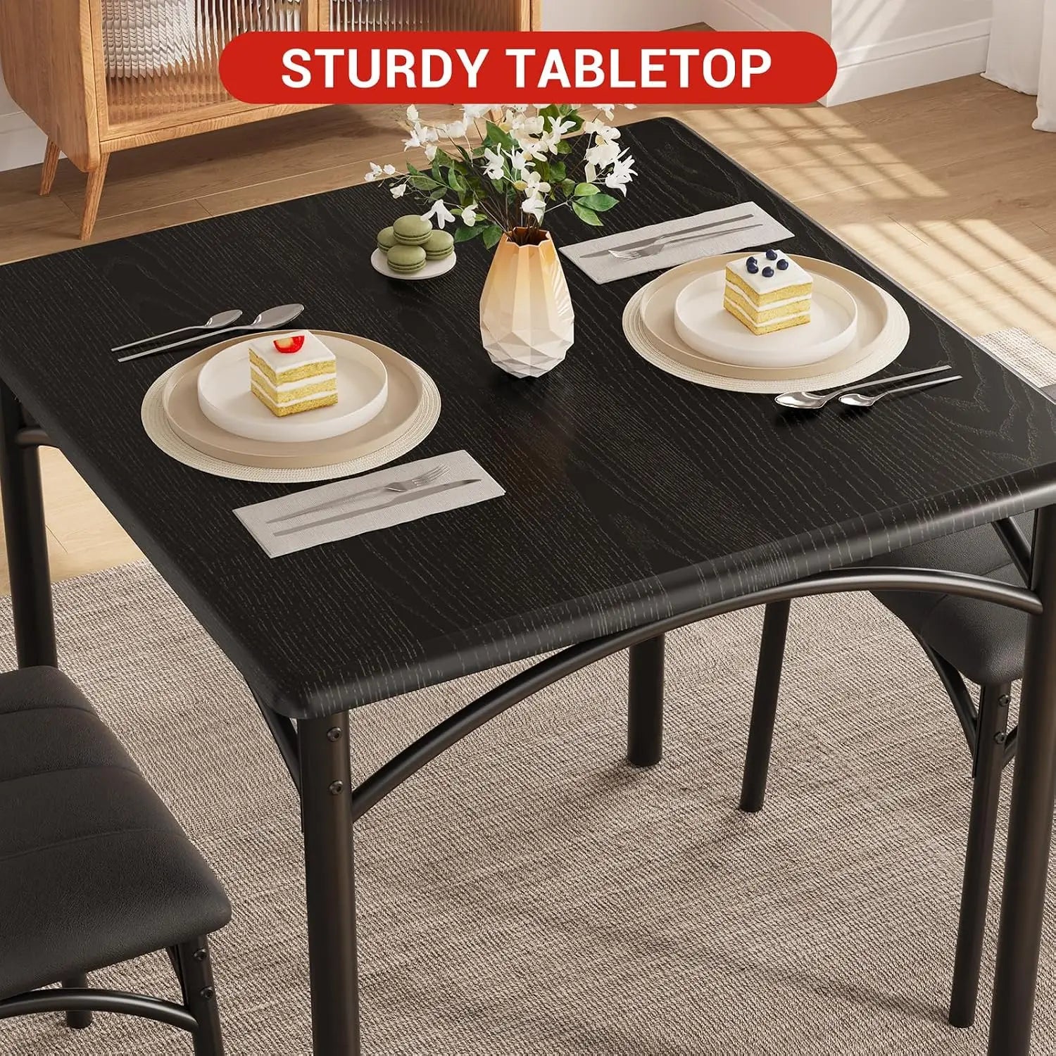 Garvee Square Dining Table Set — Modern Compact Furniture for Small Spaces