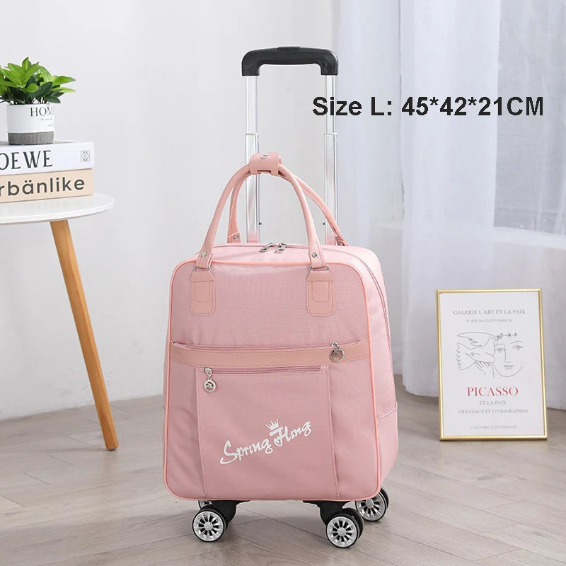 Rolling Travel Luggage Bag — Waterproof Oxford Cloth Suitcase with Wheels