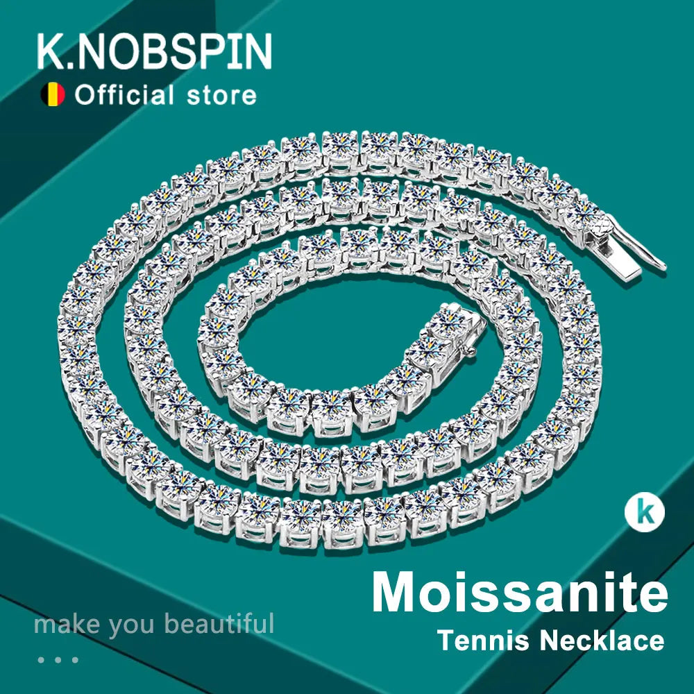 knobspin Moissanite Tennis Necklace — 18k Gold Plated Sterling Silver Jewelry