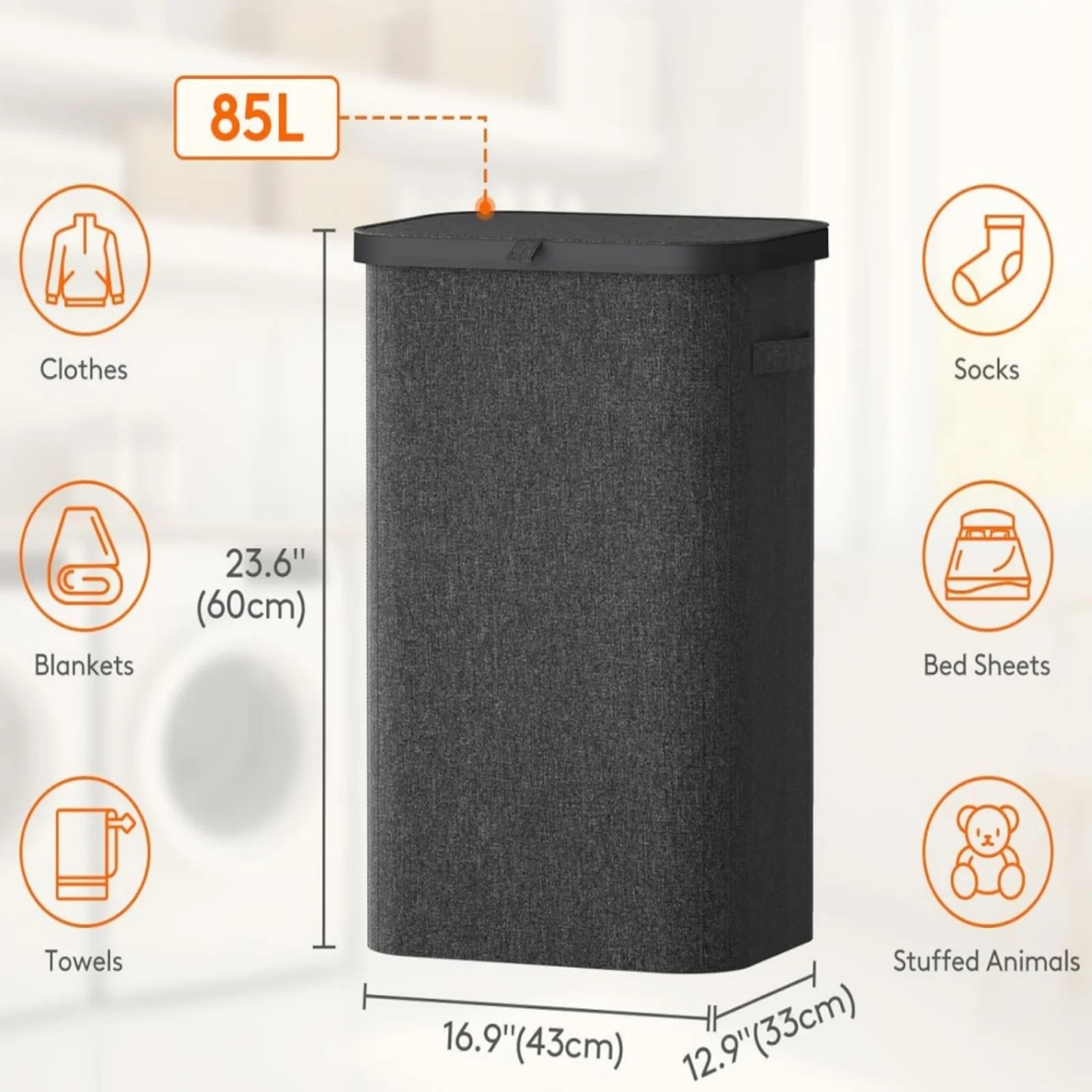 Rolling Laundry Hamper with Lid — Portable Oxford Fabric Storage Basket