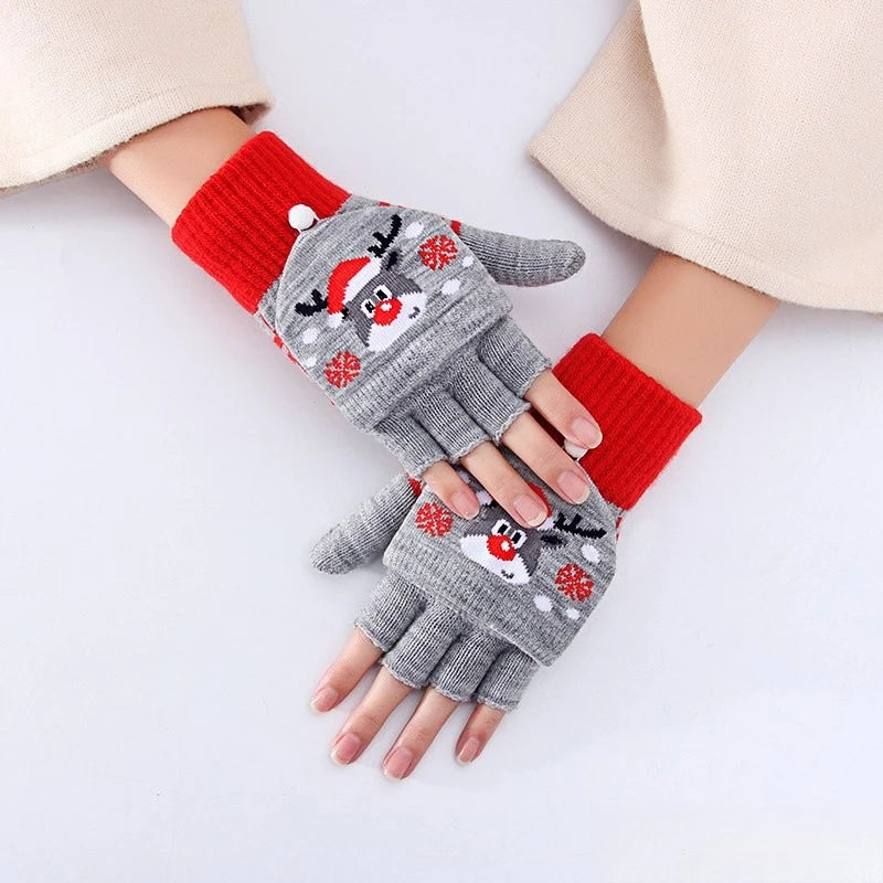 Knitted Fingerless Winter Gloves — Warm Half-Finger Cover for Writing