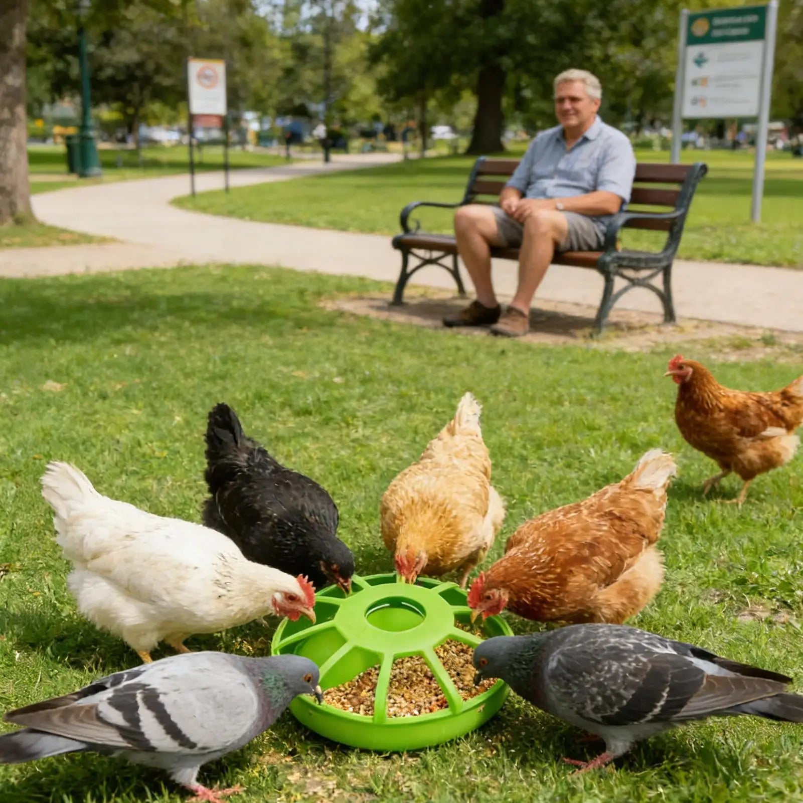 Spill-Proof Poultry Feeder — UV-Resistant Food Dispenser for Birds