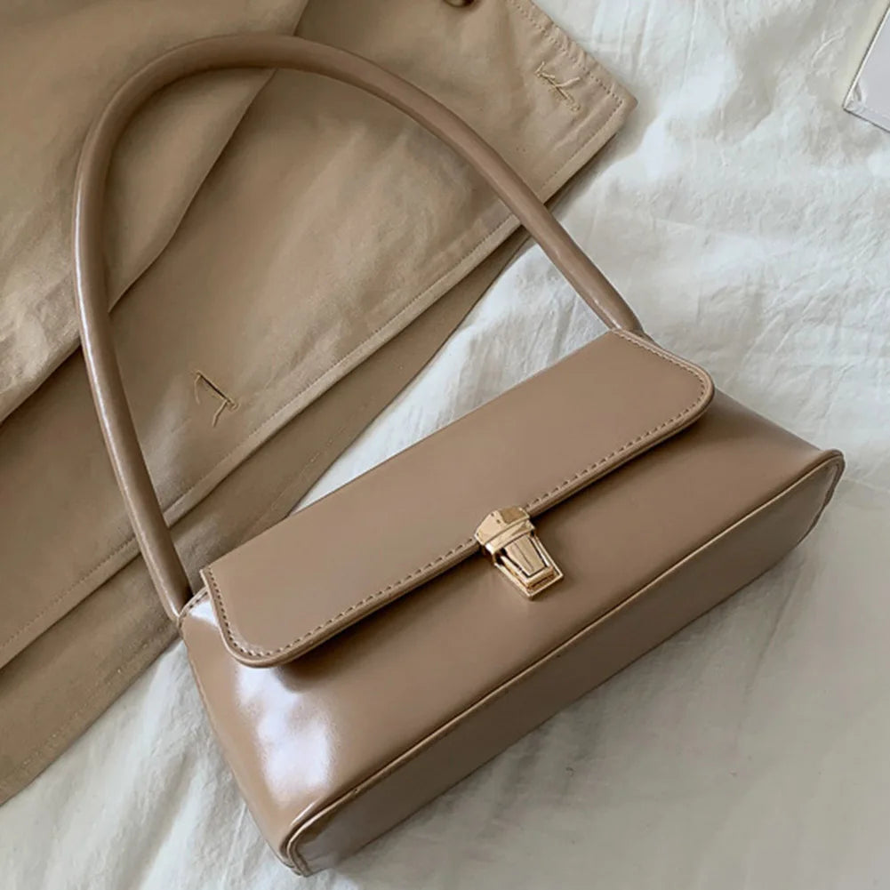 Women's Vintage PU Leather Shoulder Bag — Trendy Underarm Handbag