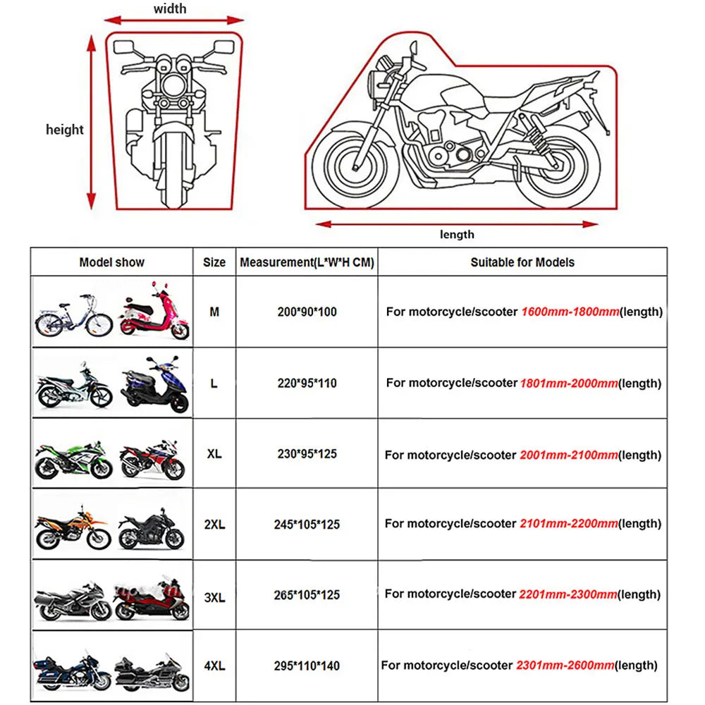 Waterproof Motorcycle Cover — All-Weather Dustproof & UV Protective Coat