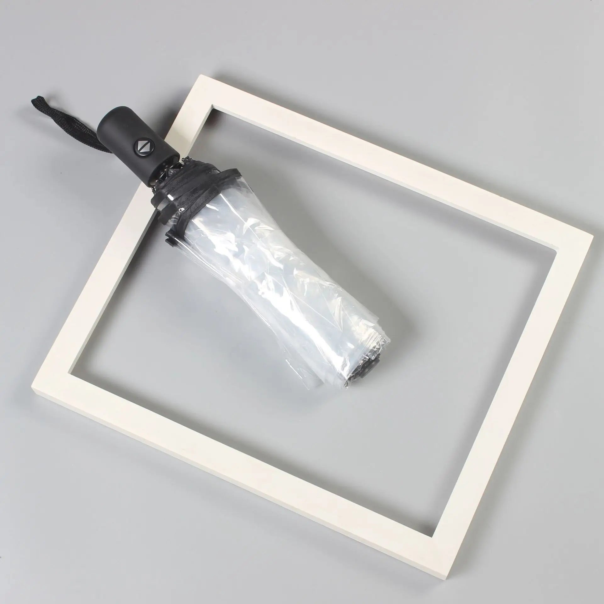 Automatic Transparent Folding Umbrella — Windproof 3-Fold Clear Canopy