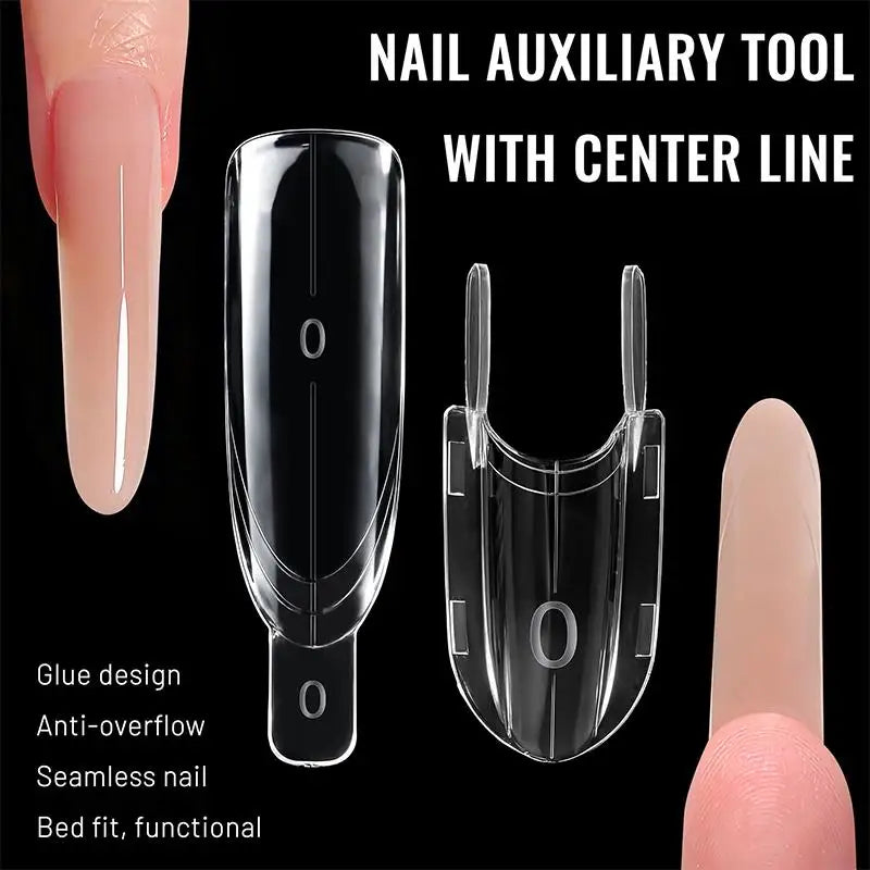 Shmacax Dual Nail Forms — Transparent Rocket Shape Extension Molds, 60 Pieces