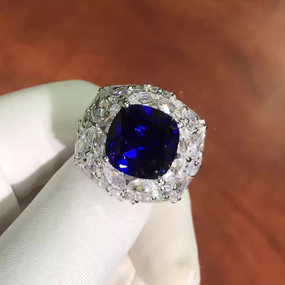 Wong Rain Sapphire Cocktail Ring — 925 Sterling Silver Vintage Style