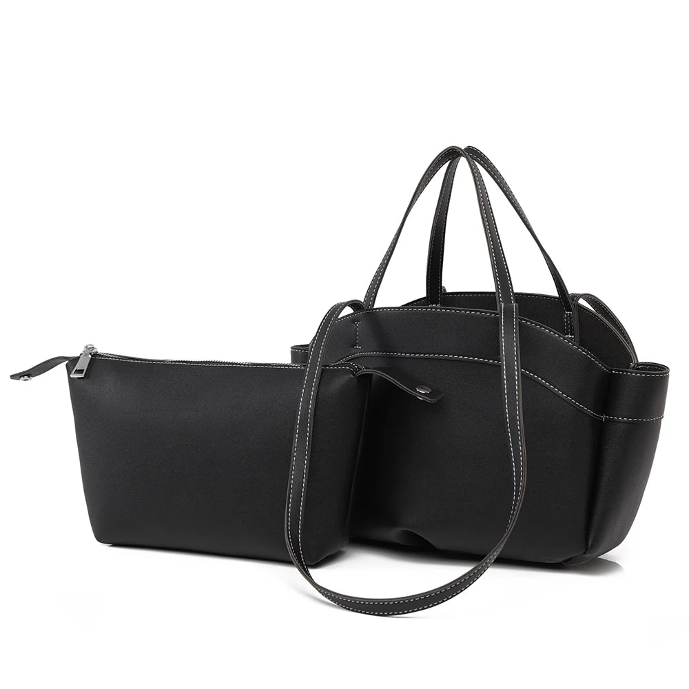 Structured Boat-Shaped Tote Bag — Elegant Handbag with Dual Carry Styles