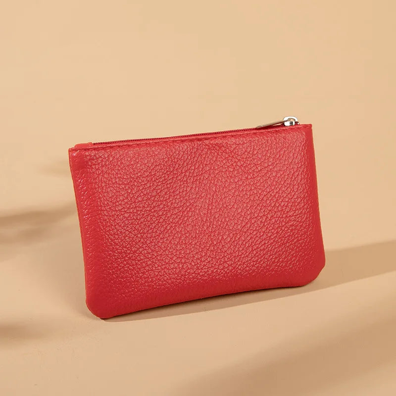 Retro Litchi Pattern Coin Purse — Compact PU Leather Zipper Pouch
