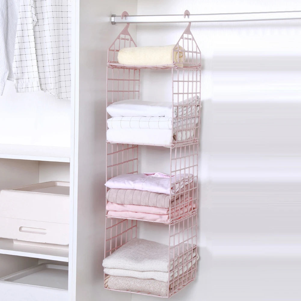 Aihogard Foldable Hanging Closet Organiser — Multi-Tier Wardrobe Storage Basket