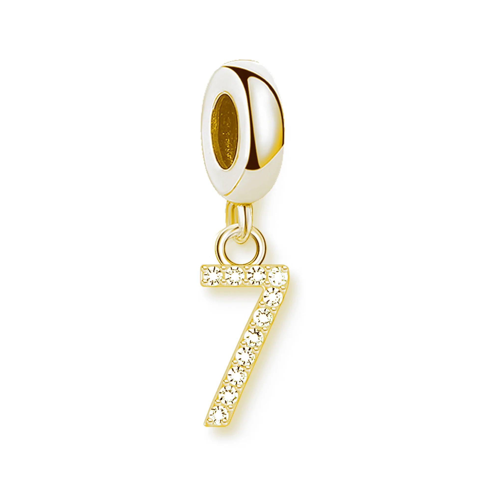 Thaddaeus Gold Plated Number Letter Charm — 925 Sterling Silver Zirconia Pendant