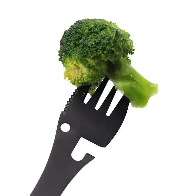 Stainless Steel Camping Utensils Set — 5-in-1 Outdoor Survival Cutlery